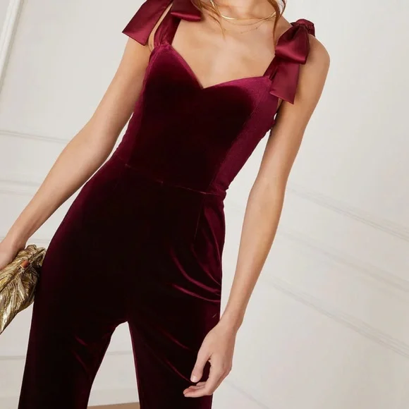 VICI Elegant Burgundy Velvet Jumpsuit - Picture 7 of 7